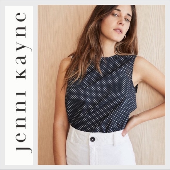 Jenni Kayne Tops - JENNI KAYNE Cotton Polka Dot Navy Blue Shell Top